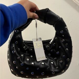 Urban Expressions Black Hobo Bag with Silver Accents